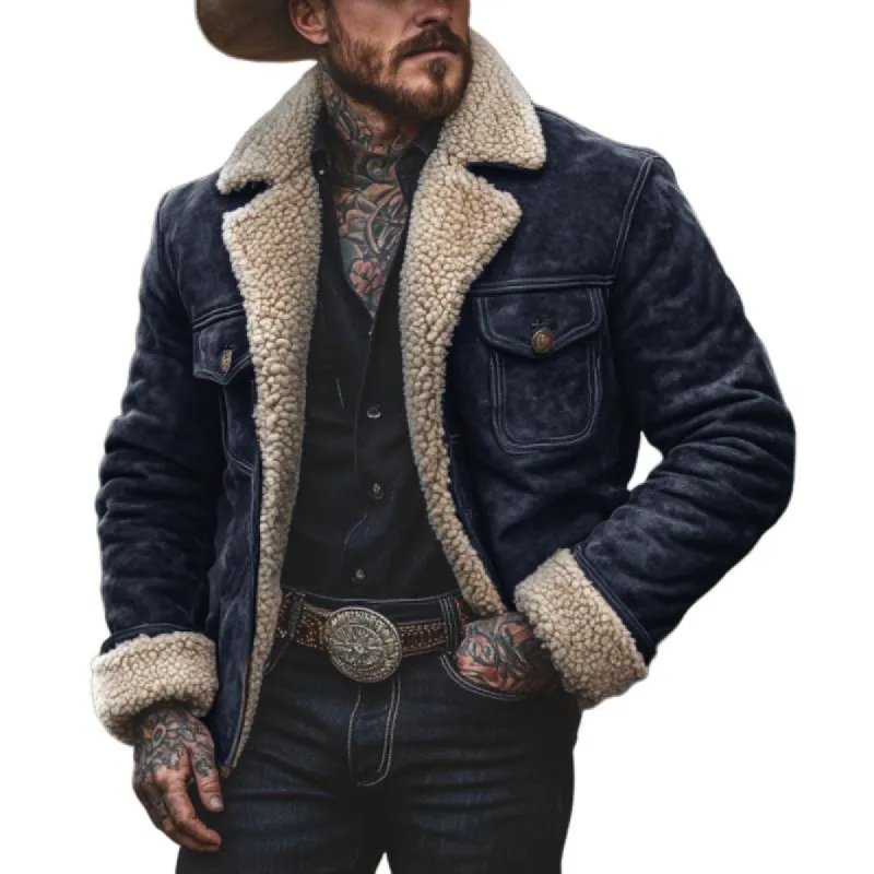 Men's Vintage Suede Lambswool Lining Warm Jacket 33819755Y sold by Manly