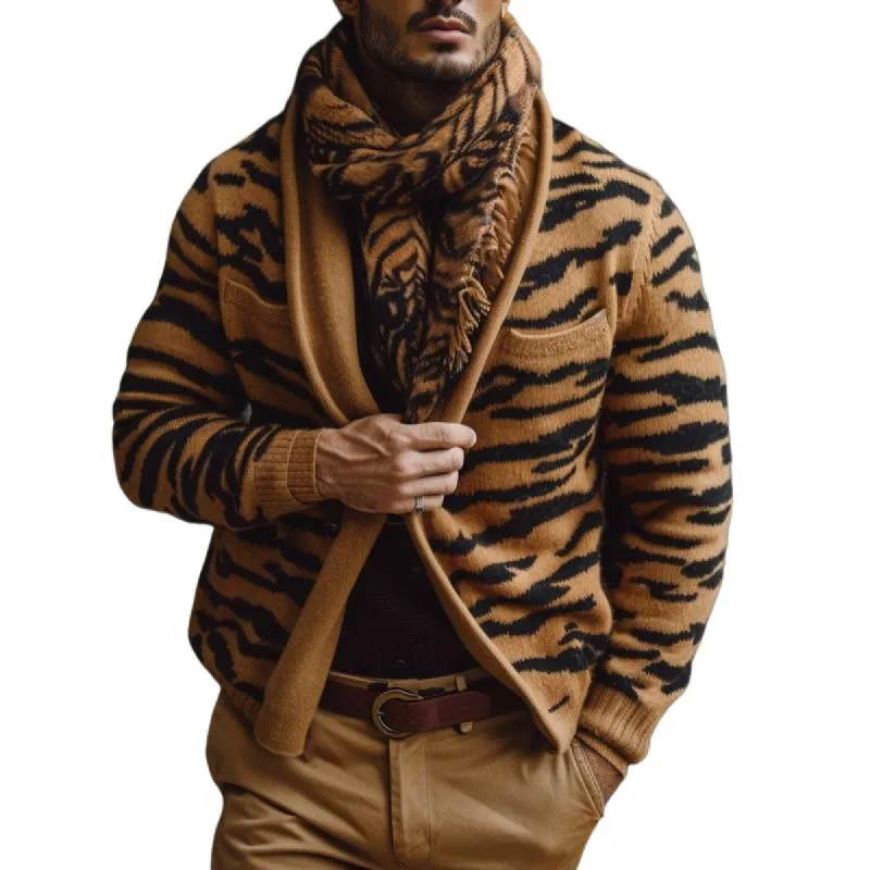Men's Vintage Zebra Jacquard Knit Cardigan 88779025Y sold by Manly