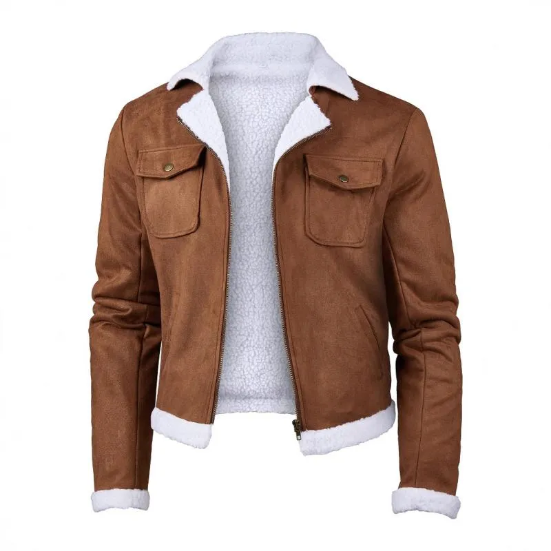Men's Vintage Suede Lambswool Lined Warm Short Jacket 65712296Y sold by Manly product image thumbnail 4