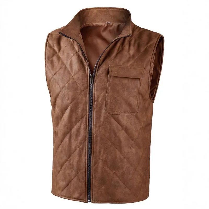 Men's Vintage Quilted Suede Lapel Zipper Vest 19868126Y sold by Manly product image thumbnail 3