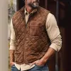 Men's Vintage Quilted Suede Lapel Zipper Vest 19868126Y sold by Manly