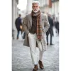 Men's Retro Plaid Printed Woolen Mid-Length Coat 67587715Y sold by Manly