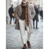Men's Retro Plaid Printed Woolen Mid-Length Coat 67587715Y sold by Manly