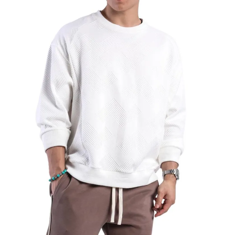 Men's Solid Color Textured Round Neck Long Sleeve T-shirt 55679694Z sold by Manly