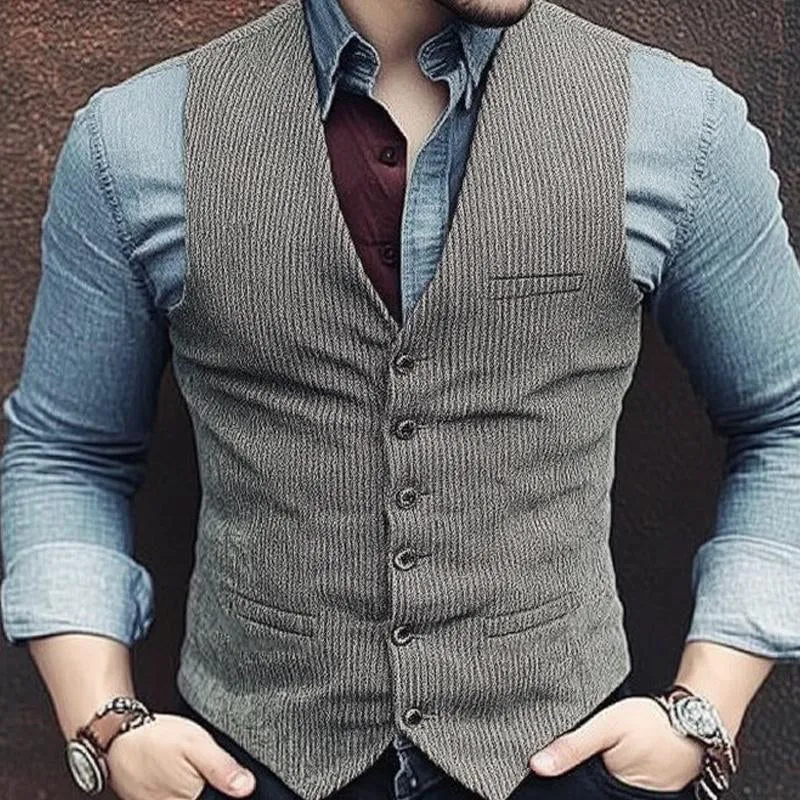 Men's Grey Corduroy Single Breasted Vest 23229823U sold by Manly product image thumbnail 3