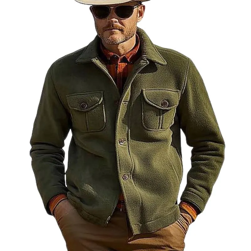 Men's Army Green Button Jacket 13186959U sold by Manly