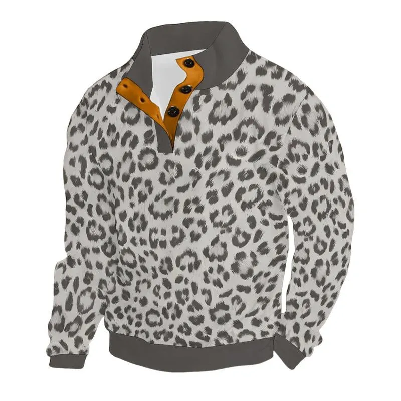 Men's Casual Half-Placket Printed Long Sleeve Henley T-Shirt 16363118X sold by Manly