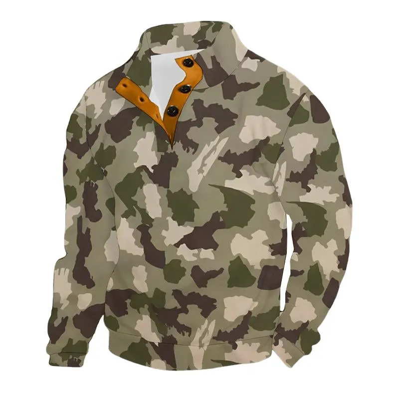 Men's Casual Half-Placket Printed Long Sleeve Henley T-Shirt 16363118X sold by Manly product image thumbnail 3