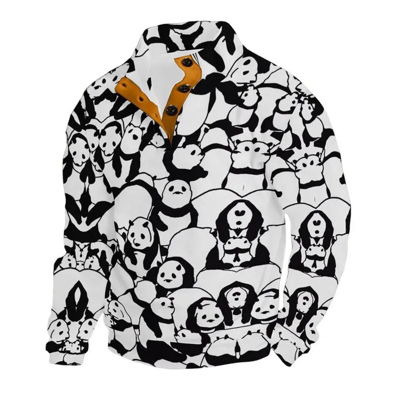 Men's Casual Half-Placket Printed Long Sleeve Henley T-Shirt 16363118X sold by Manly product image thumbnail 2