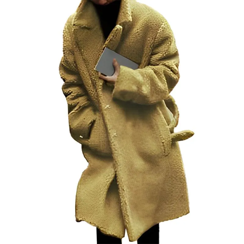 Men's Solid Color Single Breasted Coat Lapel Plush Coat 50028548X sold by Manly product image thumbnail 2