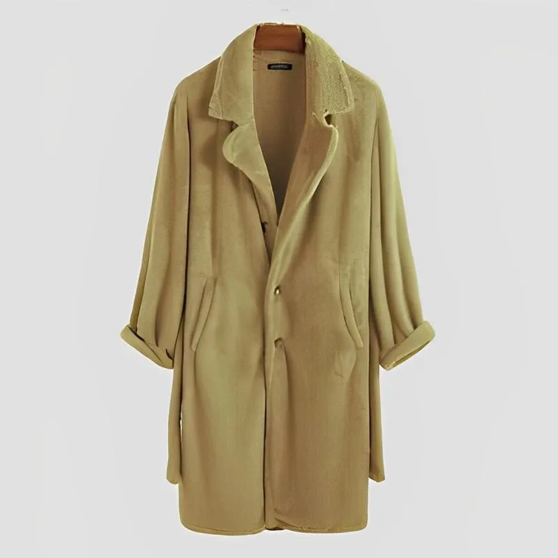 Men's Solid Color Single Breasted Coat Lapel Plush Coat 50028548X sold by Manly product image thumbnail 3