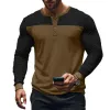 Men's Slim Fit Long Sleeve Paneled Bottoming Henley T-Shirt 88312026X sold by Manly
