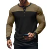 Men's Slim Fit Long Sleeve Paneled Bottoming Henley T-Shirt 88312026X sold by Manly