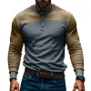 Men's Slim Fit Long Sleeve Paneled Bottoming Henley T-Shirt 88312026X sold by Manly