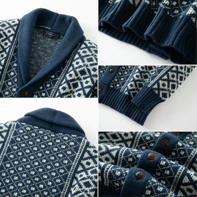 Men's Vintage Jacquard Shawl Collar Single Breasted Knit Cardigan 28838853M sold by Manly product image thumbnail 4