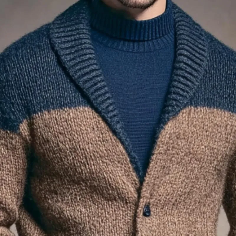 Men's Retro Casual Colorblock Knitted Cardigan 02778523TO sold by Manly product image thumbnail 3