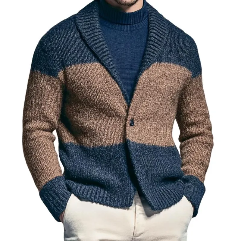 Men's Retro Casual Colorblock Knitted Cardigan 02778523TO sold by Manly