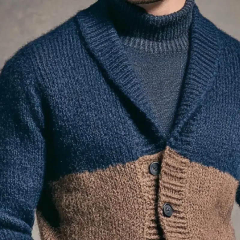 Men's Retro Casual Colorblock Knitted Cardigan 62638572TO sold by Manly product image thumbnail 3