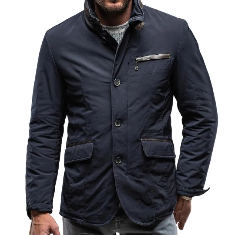 Men's Retro Casual Solid Color Patchwork Padded Zipper Jacket 97239805TO sold by Manly