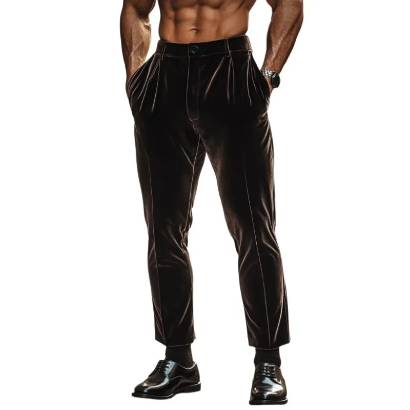Men's Retro Casual Solid Color Velvet Suit Pants 98195079TO sold by Manly