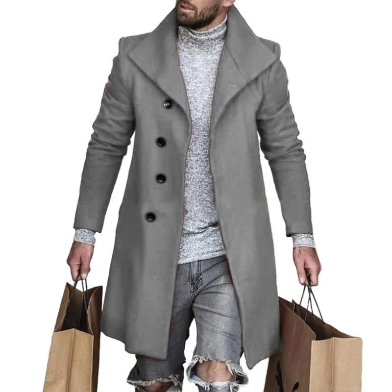 Men's Solid Color Lapel Single Breasted Coat 10126478X sold by Manly