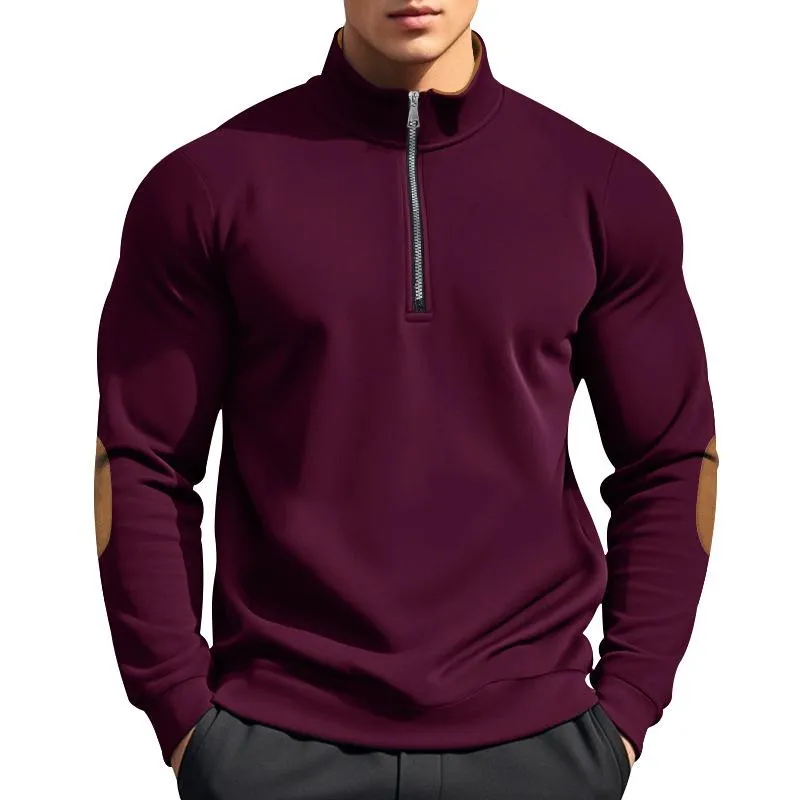Men's Casual Zipper Stand Collar Fleece Contrast Patchwork Loose Sweatshirt 74350171M sold by Manly product image thumbnail 4