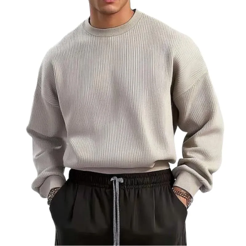 Men's Classic Round Collar Simple Comfortable Loose Sweatshirt 71443796K sold by Manly