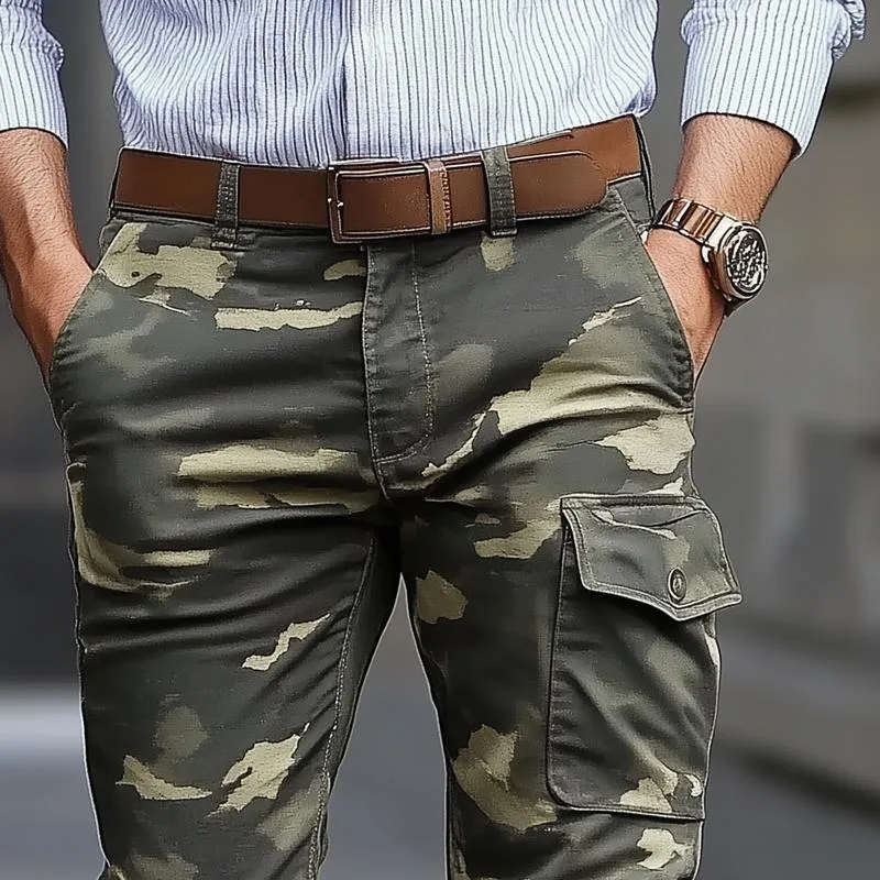 Men's Camouflage Multi-pocket Cotton Slim Cargo Pants 43036371Z sold by Manly product image thumbnail 3