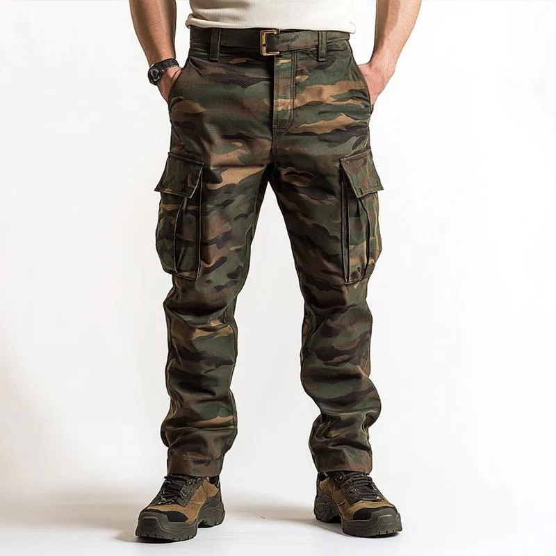 Men's Camouflage Multi-pocket Cotton Straight Cargo Pants 81455927Z sold by Manly product image thumbnail 2