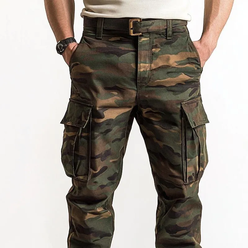 Men's Camouflage Multi-pocket Cotton Straight Cargo Pants 81455927Z sold by Manly product image thumbnail 3