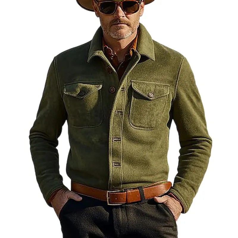 Men's Army Green Lapel Button Jacket 32973475U sold by Manly