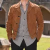 Men's Khaki Suede Button Jacket 47848849U sold by Manly