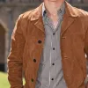 Men's Khaki Suede Button Jacket 47848849U sold by Manly