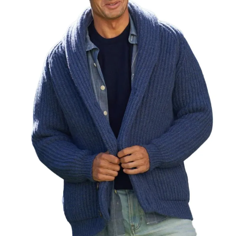 Men's Vintage Solid Color Shawl Collar Cardigan 56826976Y sold by Manly