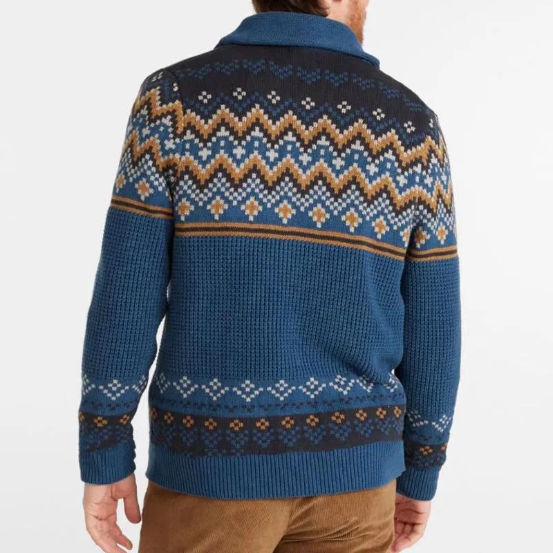 Men's Vintage Lapel Jacquard Long Sleeve Cardigan 72258469Y sold by Manly product image thumbnail 2