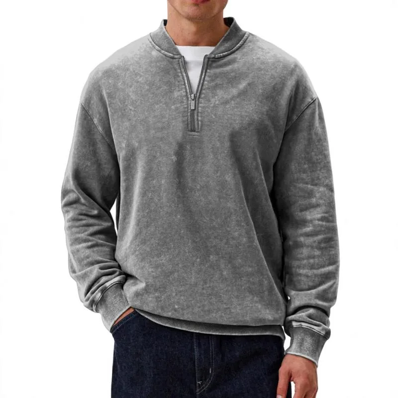 Men's Casual Solid Color Half Zip Round Neck Long Sleeve Sweatshirt 53916314Y sold by Manly product image thumbnail 2
