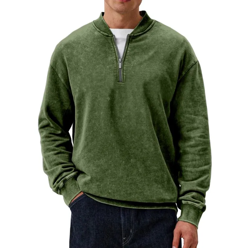 Men's Casual Solid Color Half Zip Round Neck Long Sleeve Sweatshirt 53916314Y sold by Manly product image thumbnail 5