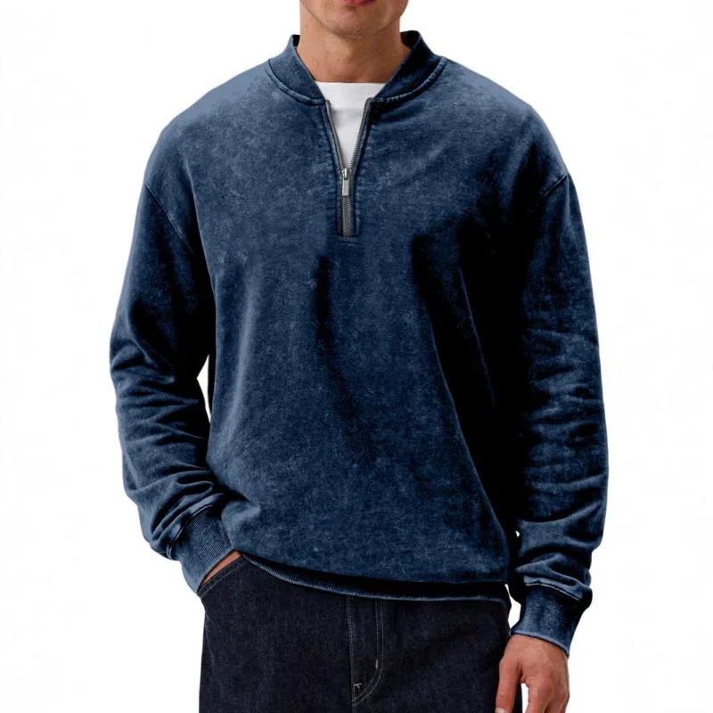 Men's Casual Solid Color Half Zip Round Neck Long Sleeve Sweatshirt 53916314Y sold by Manly product image thumbnail 4