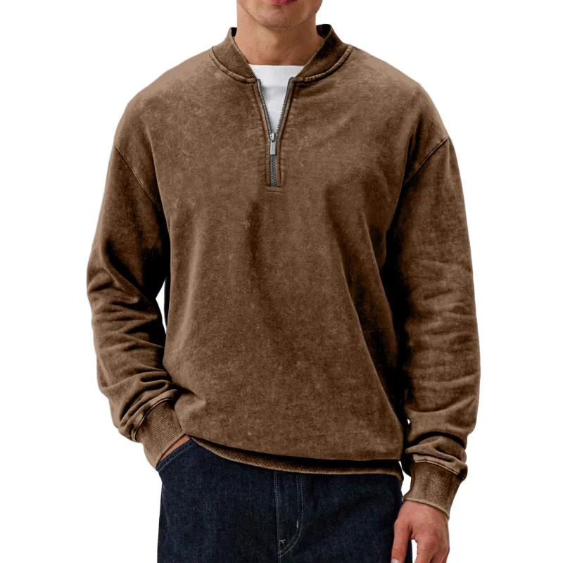 Men's Casual Solid Color Half Zip Round Neck Long Sleeve Sweatshirt 53916314Y sold by Manly