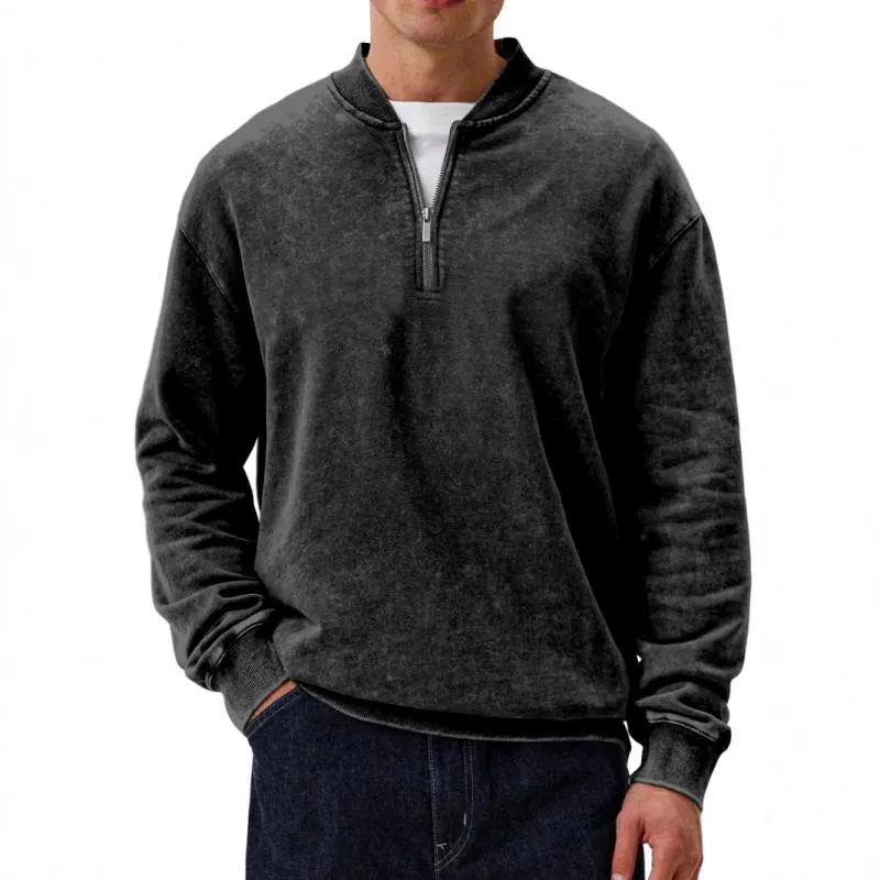 Men's Casual Solid Color Half Zip Round Neck Long Sleeve Sweatshirt 53916314Y sold by Manly product image thumbnail 3