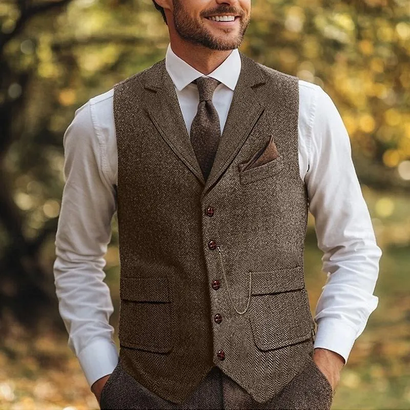 Men's Vintage Herringbone Lapel Chain Suit Vest 64542547Y sold by Manly product image thumbnail 2
