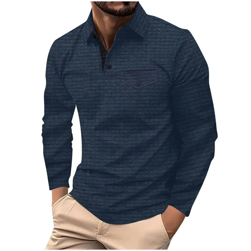 Men's Casual Simple Long-sleeved Plaid POLO Shirt 93406381F sold by Manly product image thumbnail 4