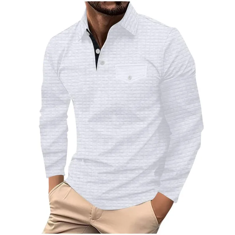 Men's Casual Simple Long-sleeved Plaid POLO Shirt 93406381F sold by Manly product image thumbnail 2