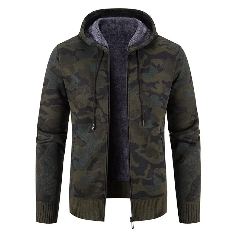 Men's Casual Warm Camouflage Knit Hooded Jacket　94669897F sold by Manly