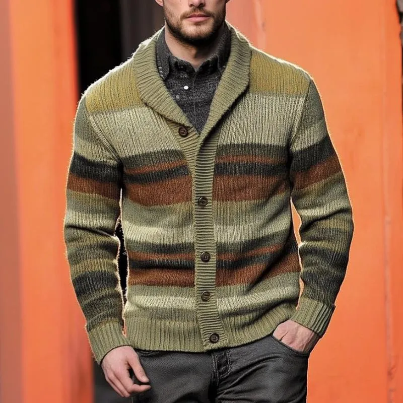 Men's Retro Casual Colorblock Knit Cardigan 05736787F sold by Manly product image thumbnail 2