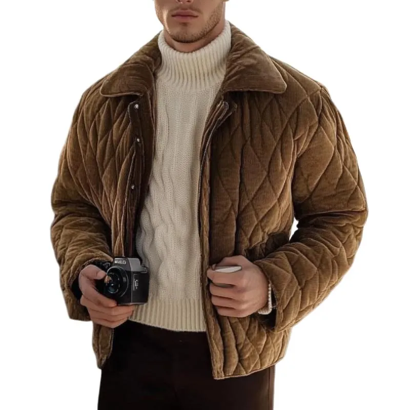 Men's Casual Warm Corduroy Plaid Padded Jacket 92008413F sold by Manly