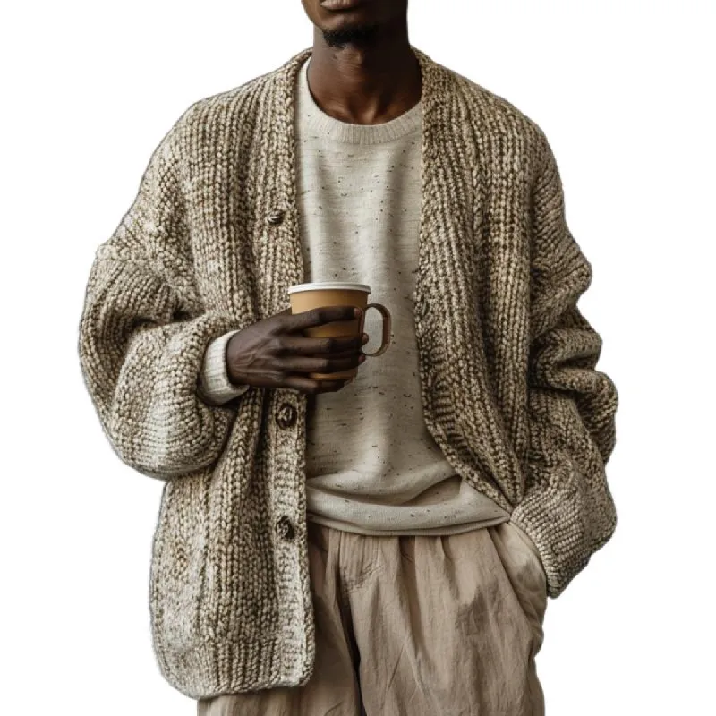 Men's Casual Retro Loose Knit Cardigan 01952009F sold by Manly