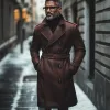 Men's Vintage Wool Blend Notch Lapel Double Breasted Slim Belt Coat 80429644M sold by Manly