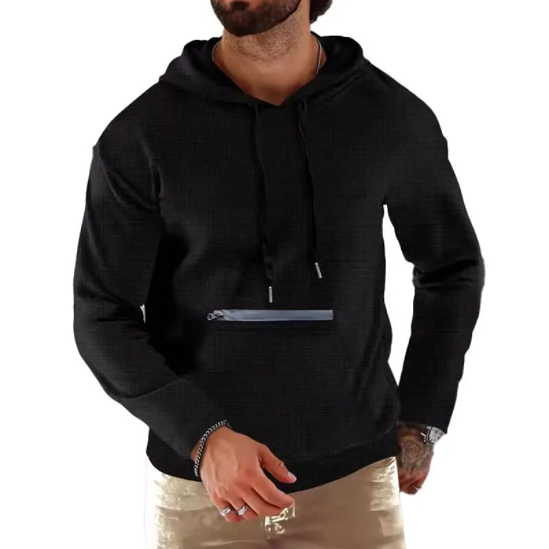 Men's Waffle Sports Zip Drawstring Hooded Sweatshirt 07223369X sold by Manly