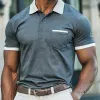 Men's Casual Contrast Pocket Lapel Short Sleeve Slim Fit Polo Shirt 80747458M sold by Manly